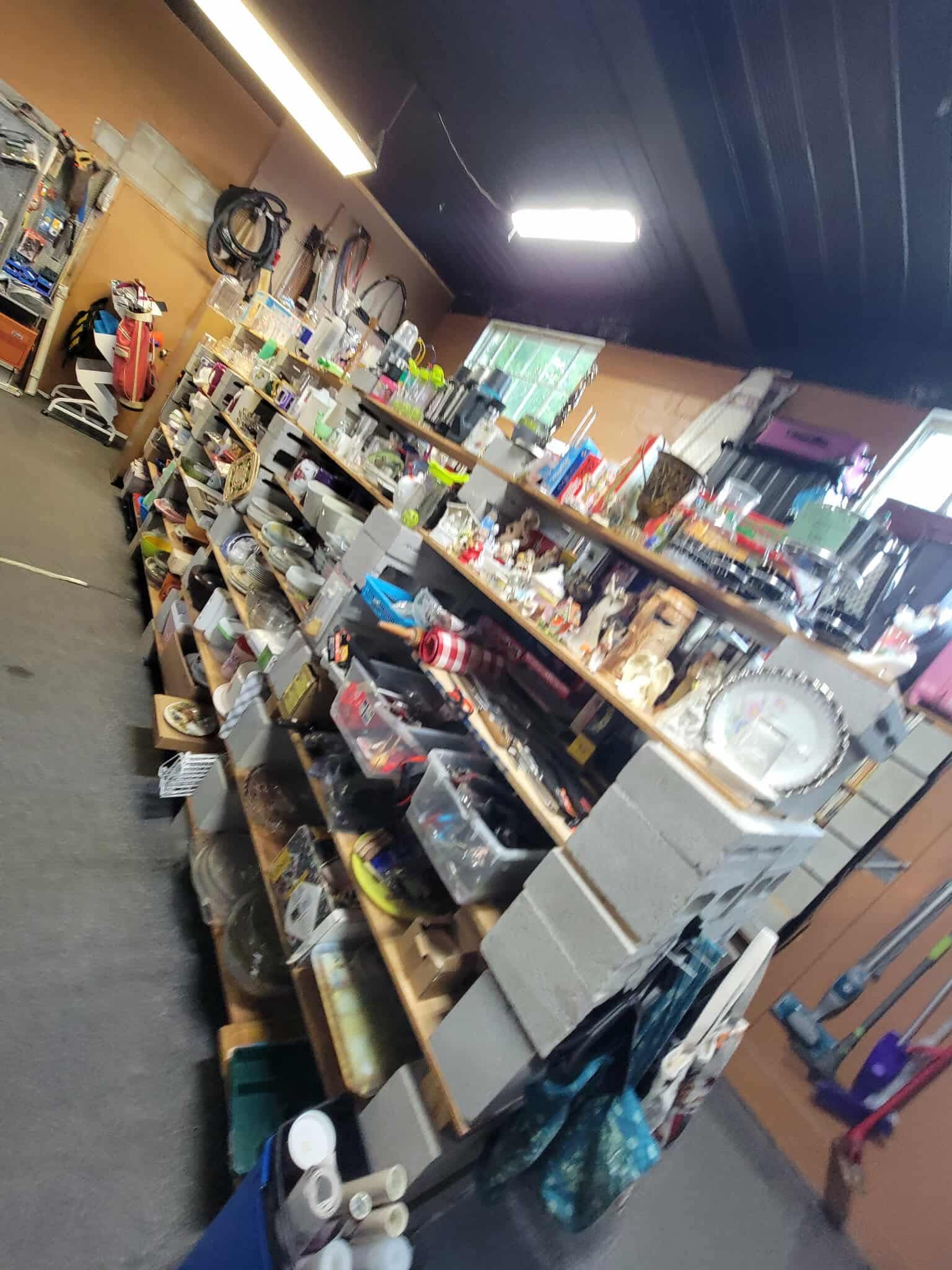 Books and decor shelves in the used store
